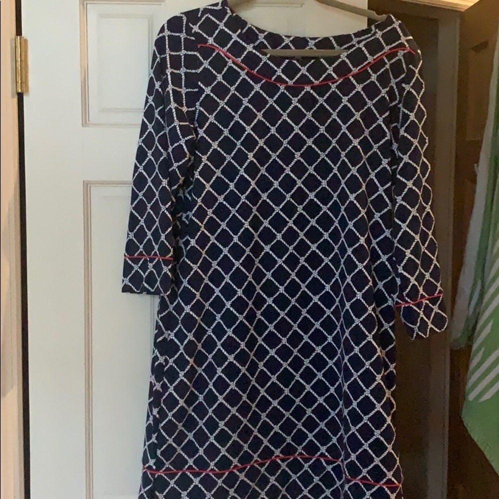 Lands end dress. Blue and white.